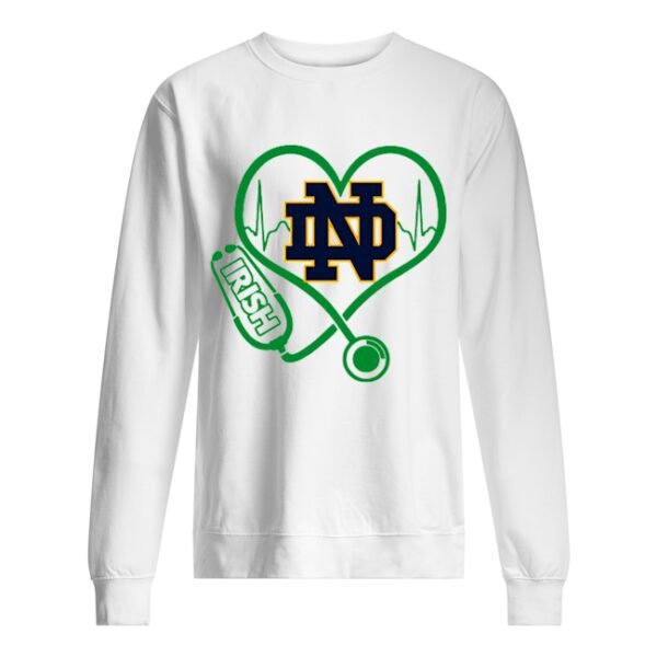 Love Notre Dame Fighting Irish Stethoscope Heartbeat nurse shirt