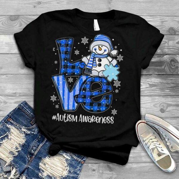 Love Snowman Autism Awareness Christmas T Shirt