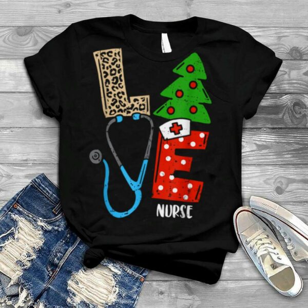 Love Stethoscope Snowflake Nurse Christmas Scrub Xmas Family Shirt