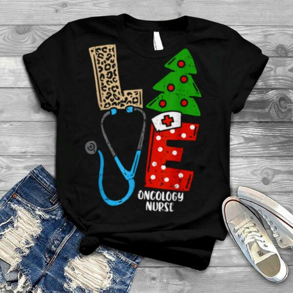 Love Stethoscope Snowflake Oncology Nurse Christmas Scrub Shirt