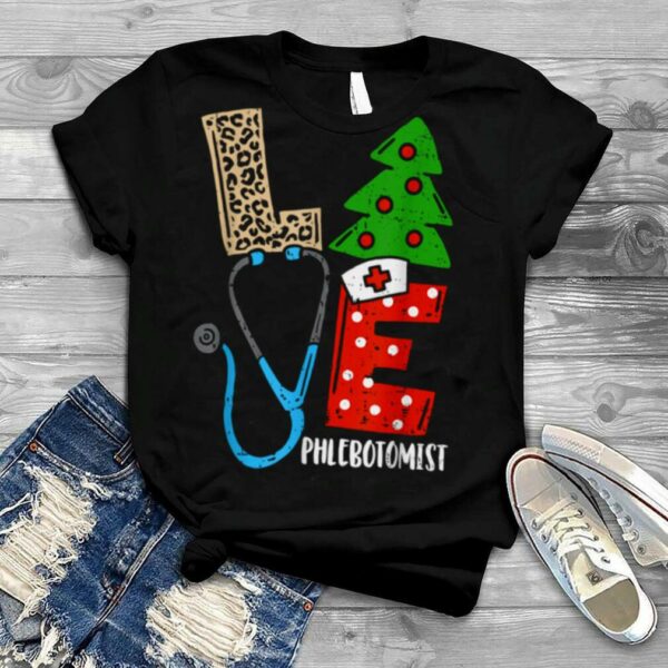 Love Stethoscope Snowflake Phlebotomist Christmas Scrub Xmas T Shirt