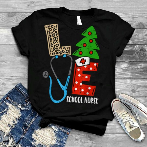 Love Stethoscope Snowflake School Nurse Christmas Scrub Xmas Shirt