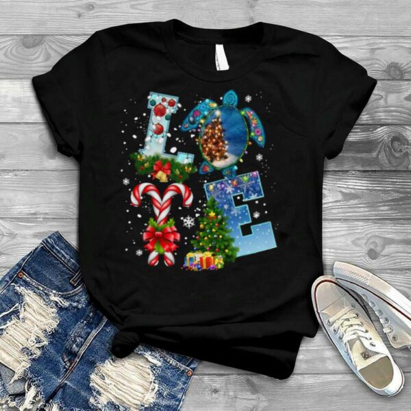 Love Turtle Merry Christmas Tree Gift Light shirt