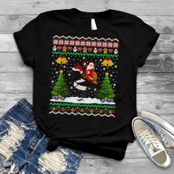 Magpie Ugly Santa Riding Magpie Christmas Sweater T shirt