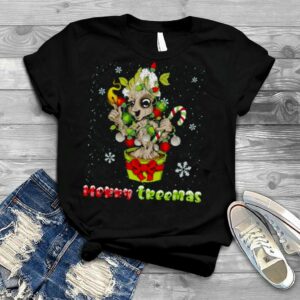 Marvel Guardians Groot Candy Cane Merry Treesmas Christmas Lights T Shirt