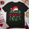 Mens First Christmas As a Dad Xmas Lights 2021 Dad Plaid Costume T Shirt