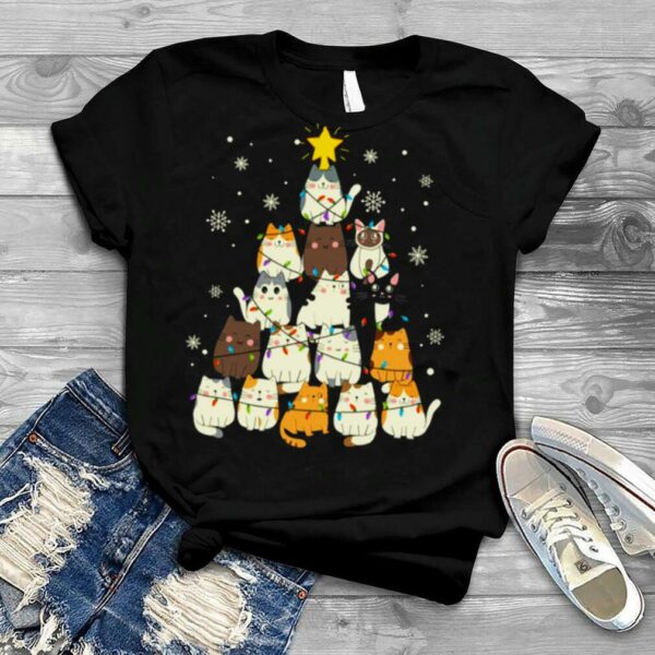 Meow Christmas Tree Cats Funny shirt