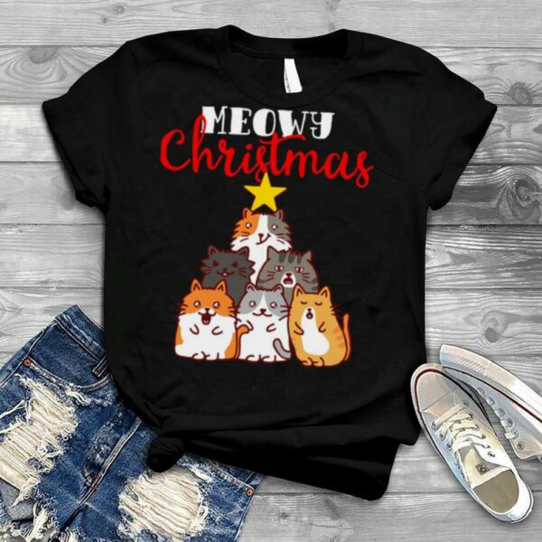 Meowy Christmas Tree Merry Christmas shirt