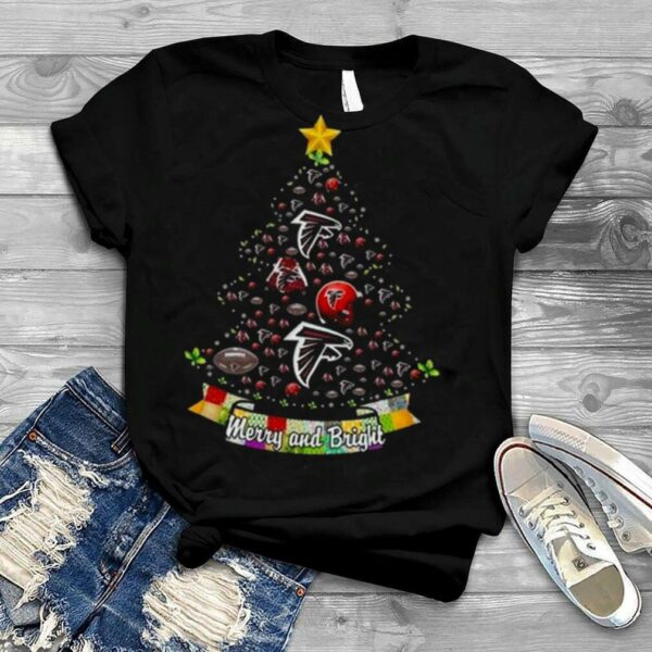 Merry And Bright Atlanta Falcons NFL Christmas Tree 2022 Shirt