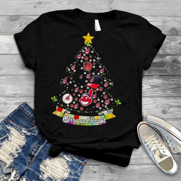 Merry And Bright Cleveland Indians MLB Christmas Tree 2022 Shirt