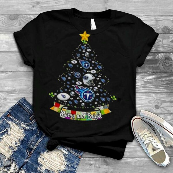 Merry And Bright Tennessee Titans NFL Christmas Tree 2022 Shirt