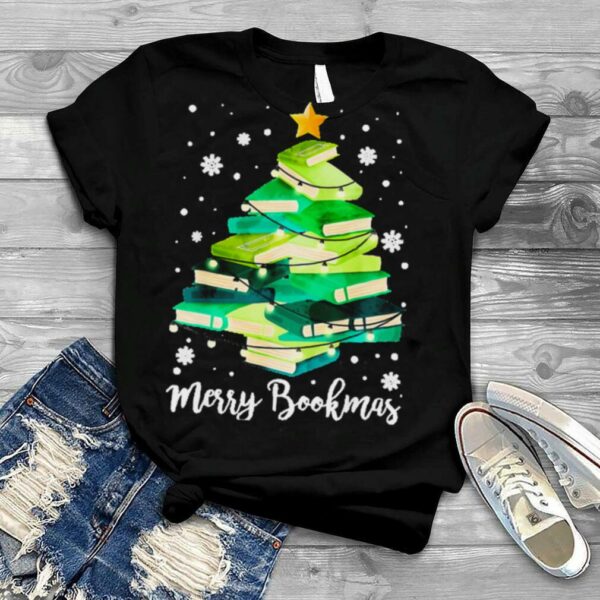 Merry Bookmas Books Pine Tree Funny Reading Lover Christmas Shirt