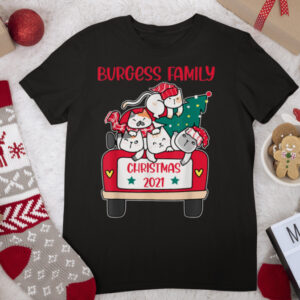 Merry Catmas Christmas truck cat lovers Burgess Family T Shirt