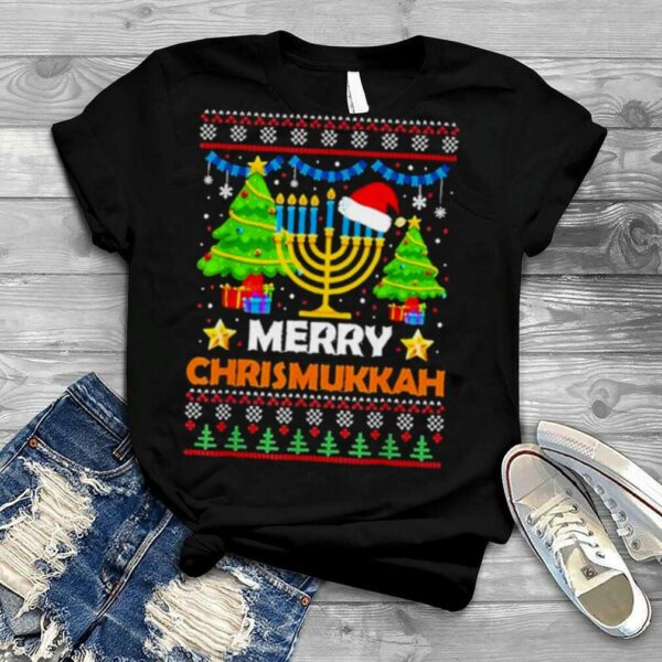 Merry Chrismukkah 2022 Happy Hanukkah Christmas Santa Hat Ugly Shirt