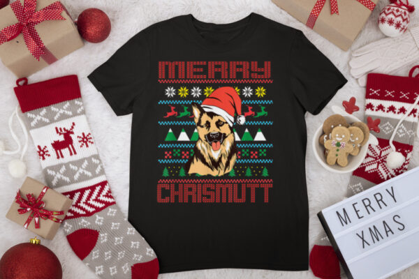 Merry Chrismutt German Shepherd Dog Christmas T Shirt