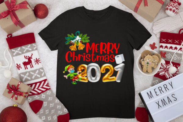 Merry Christmas 2021 Mask Funny Bathroom Paper Red T Shirt