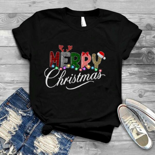 Merry Christmas 2022 Leopard Buffalo Red Plaid Men Women Kid T Shirt