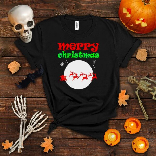 Merry Christmas Cute And Santa And Moon Saying Meme T shirt