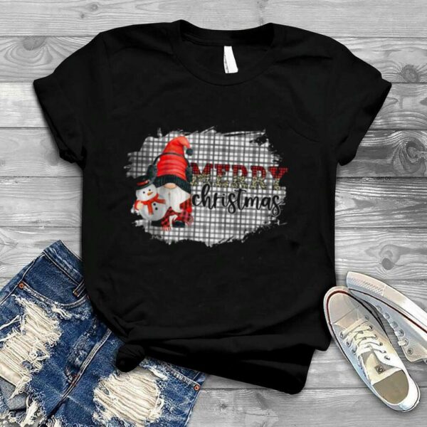 Merry Christmas Leopard Buffalo Plaid Gnome Santa Christmas Shirt