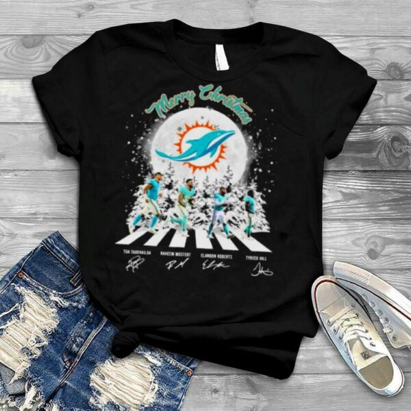 Merry Christmas Miami Dolphins Team Abbey Road Signatures Shirt