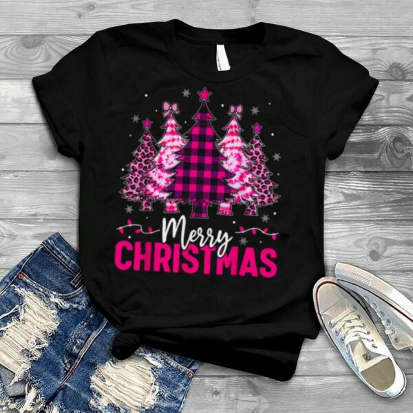 Merry Christmas Plaid Christmas Leopard Tree Light Shirt