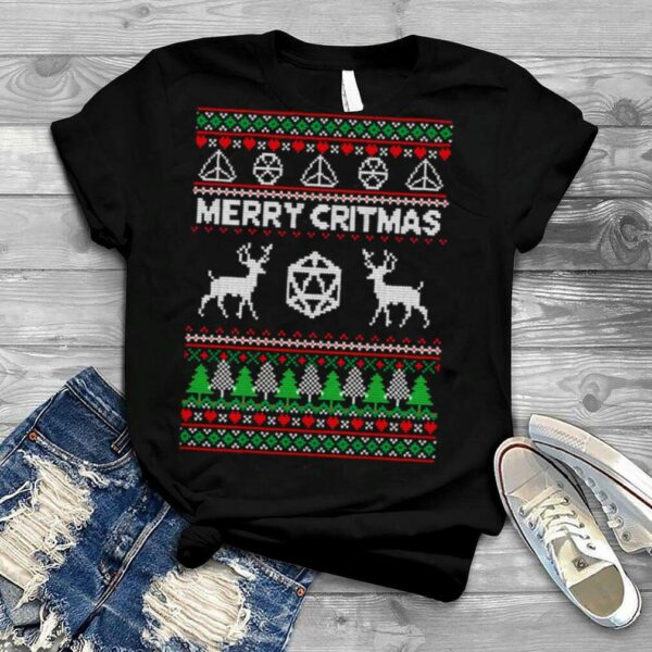 Merry Critmas Dnd Ugly Knitted Pattern Christmas shirt