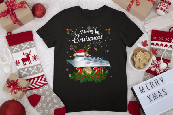 Merry Cruisemas 2021 Funny Christmas Santa Reindeer Cruise T Shirt