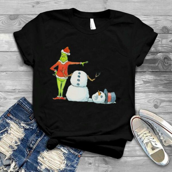 Merry Grinchmas Grinch and snowman cute christmas 2022 shirt