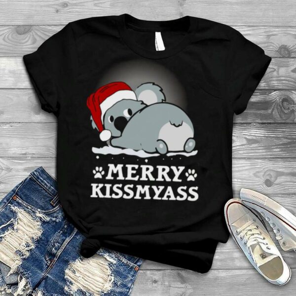 Merry Kissmyass Koala Christmas Santa shirt