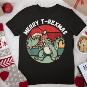Merry T Rexmas Christmas Dinosaur T Rex Pajamas Boys Kids T Shirt