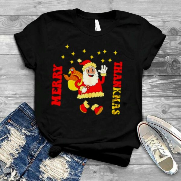 Merry Thanksmas Santa and turkey Thanksgiving Christmas shirt