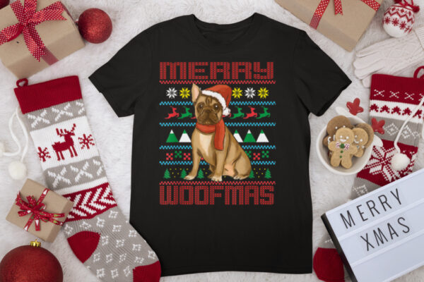 Merry Woofmas French Bulldog Christmas T Shirt