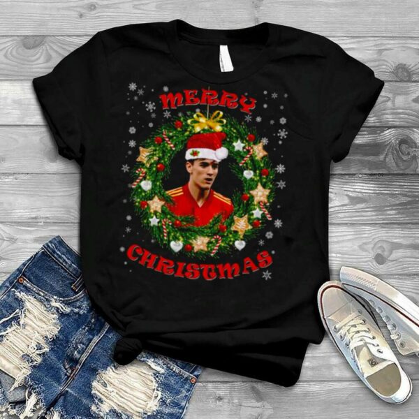 Merry Xmas Pablo Gavi Santa Hat And Christmas Wreath shirt