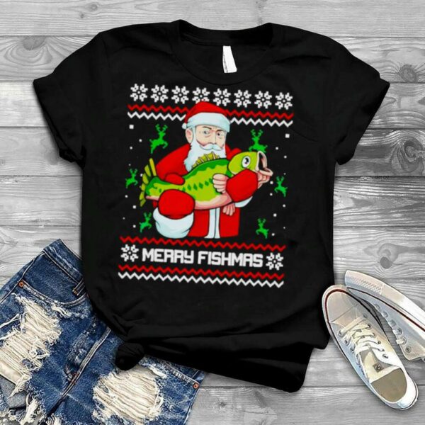 Merry fishmas ugly Christmas Santa bass fishing shirt