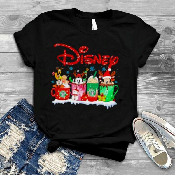 Mickey Mouse and Friend Disney Latte Coffee Merry Christmas Shirt