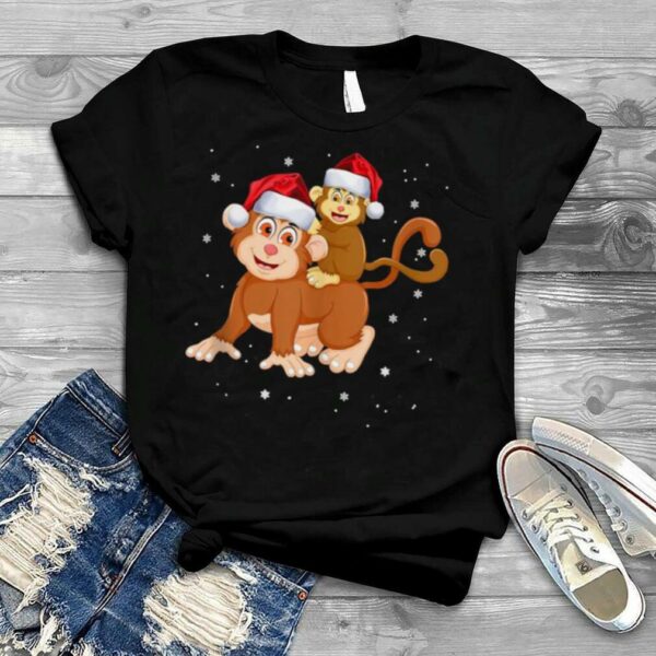 Monkey Christmas Red Santa Hat Christmas Monkey Shirt