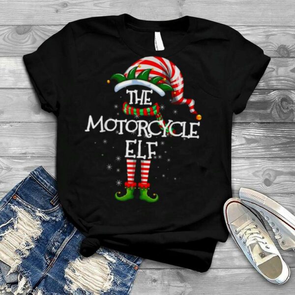 Motorcycle Elf Matching Family Group Christmas Party Pajama T shirt