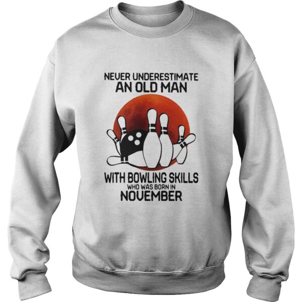 Never Underestimate An Old Man With Bowling Skills Who Was Born In November Sunset Halloween shirt