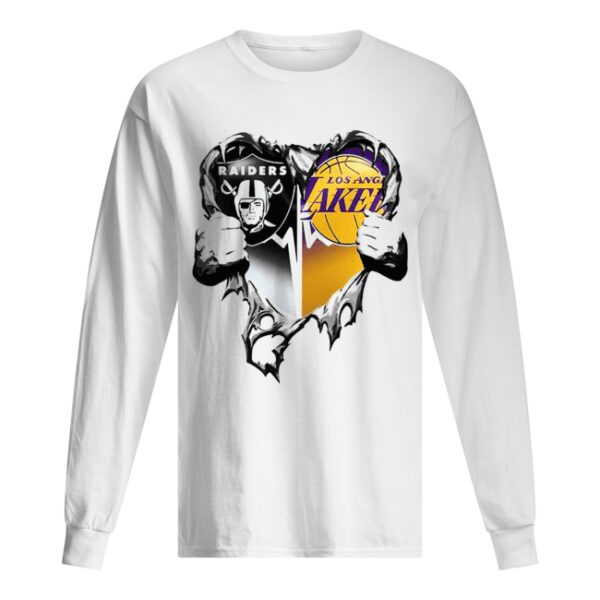 Nice Raiders And Los Angeles Laker Inside Heart shirt