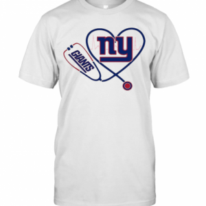 Nurse New York Giants Stethoscope Heartbeat T-Shirt