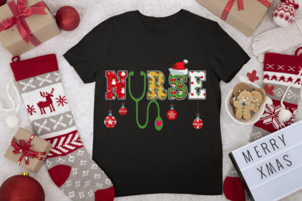 Nurse Stethoscope Christmas Matching Family Group Funny T Shirt