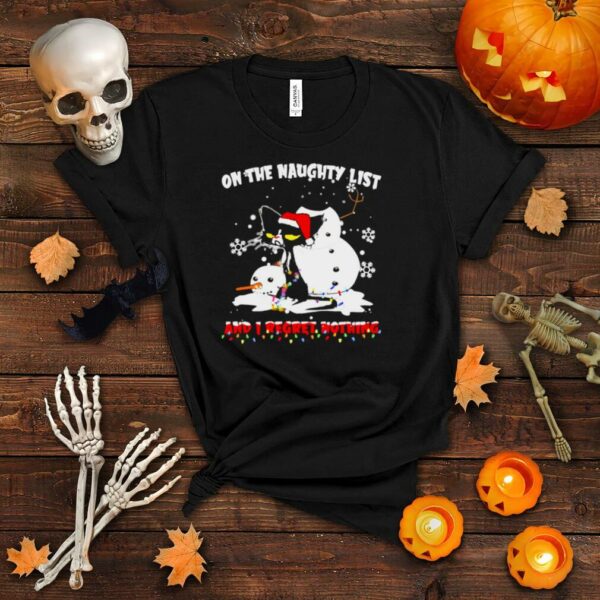 On Th Naughty List And I Regret Nothing Black Cat And Christmas 2021 Shirt