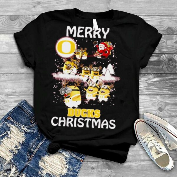 Oregon Ducks Ugly Christmas Sweaters Minions Santa Claus Merry Christmas Oregon Ducks T Shirt