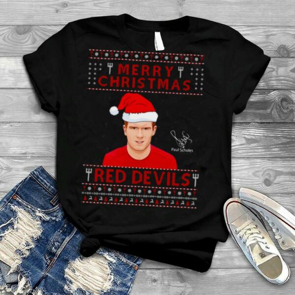 Paul Scholes Manchester United Merry Christmas Red Devil shirt