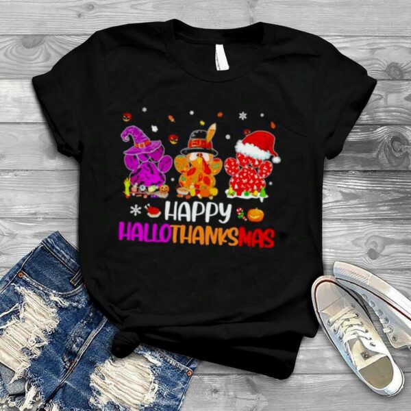 Paw Prints Happy HalloThanksMas Halloween Thanksgiving Christmas Dog Happy Halloween 2022 T Shirt