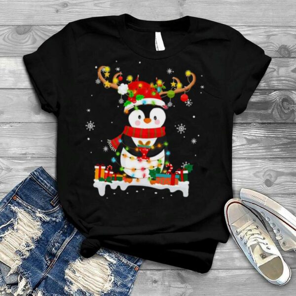 Penguin Reindeer Santa Hat Xmas Christmas shirt