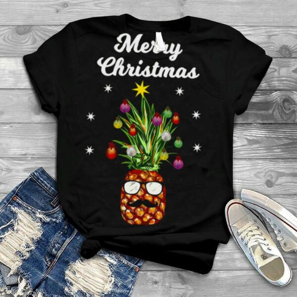 Pineapple Tree Merry Christmas Santa Claus Reindeer shirt