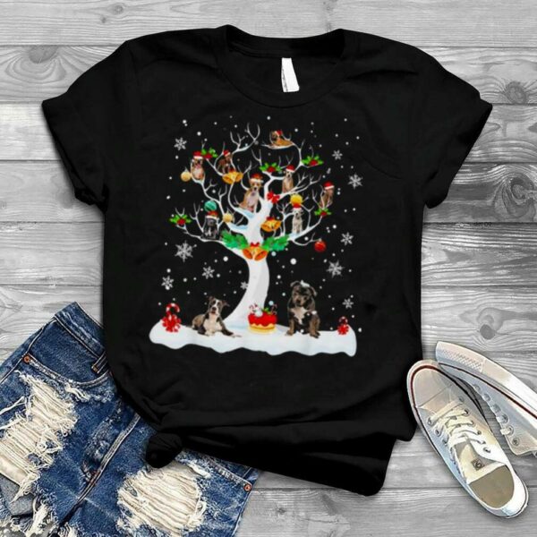 Pitbull Dogs Merry Christmas Tree shirt