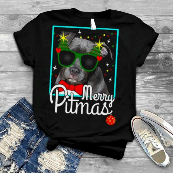 Pitbull Funny Pit Bull Dog Christmas shirt