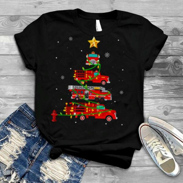 Proud To Be A Firefighter Fire Truck Christmas Tree Xmas shirt